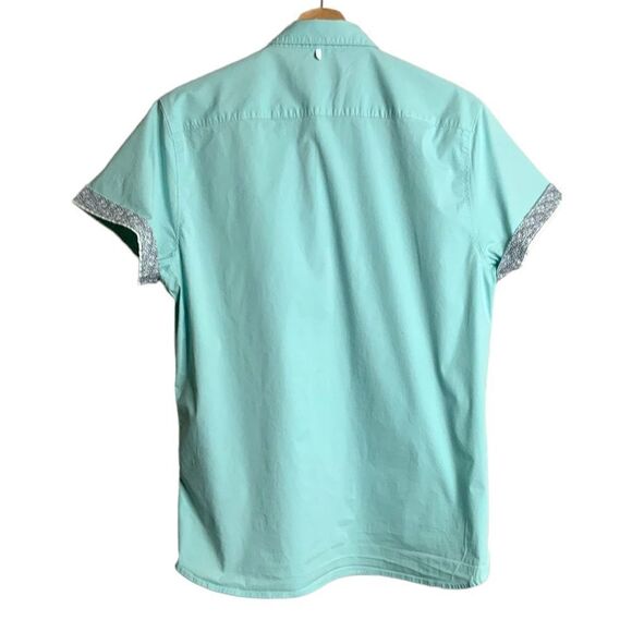 ANTHROPOLOGIE Paper Denim & Cloth Turquoise Button Front Shirt with Stretch Sz L - Picture 4 of 9